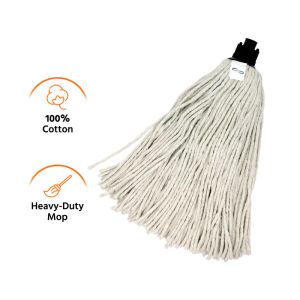 Cotton Deck Mop Refill, High Impact Plastic Head, Heavy-Duty Weight Mop, 100% Cotton